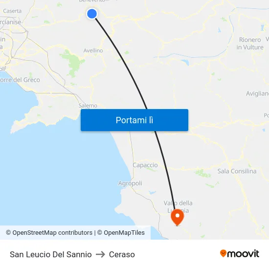 San Leucio Del Sannio to Ceraso map
