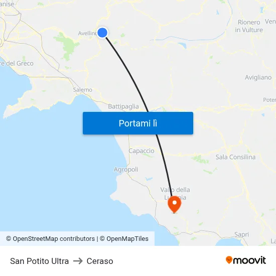 San Potito Ultra to Ceraso map