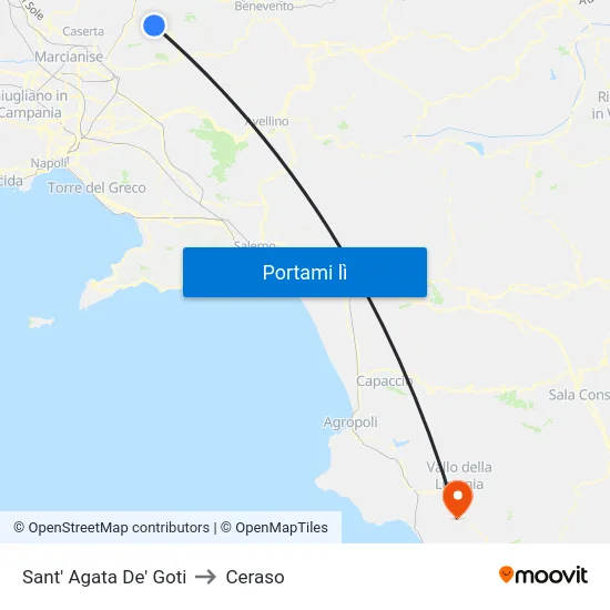 Sant' Agata De' Goti to Ceraso map