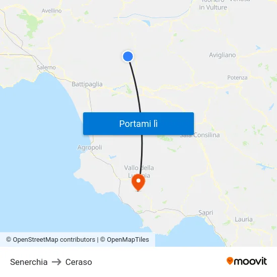 Senerchia to Ceraso map