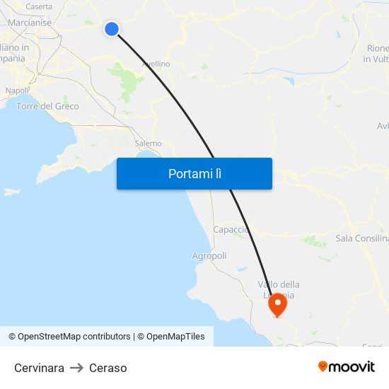 Cervinara to Ceraso map