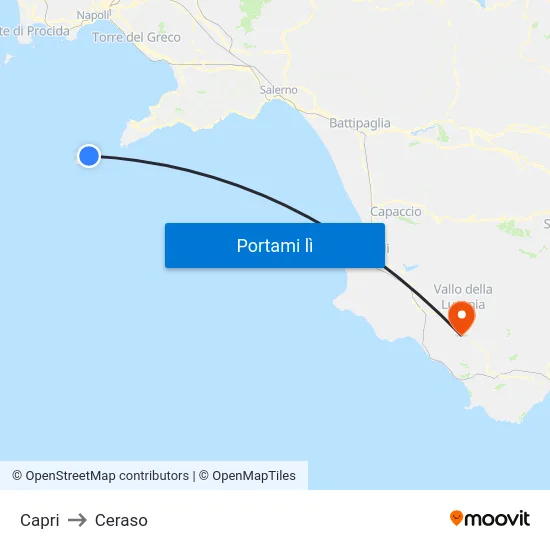 Capri to Ceraso map