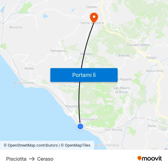 Pisciotta to Ceraso map