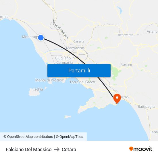 Falciano Del Massico to Cetara map