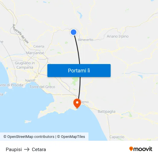 Paupisi to Cetara map