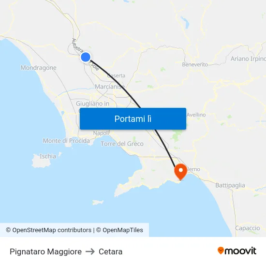 Pignataro Maggiore to Cetara map