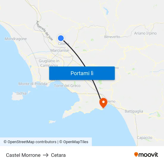 Castel Morrone to Cetara map