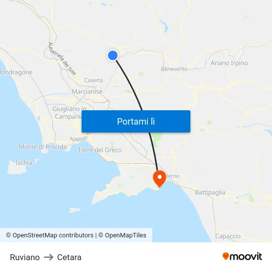 Ruviano to Cetara map