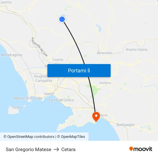 San Gregorio Matese to Cetara map