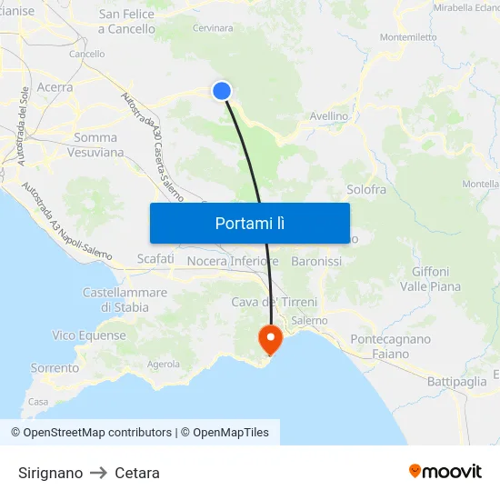 Sirignano to Cetara map