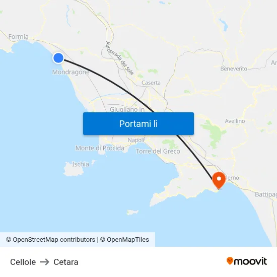 Cellole to Cetara map