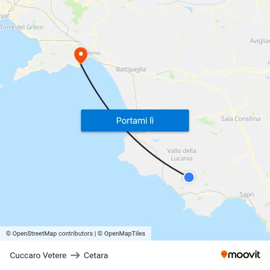 Cuccaro Vetere to Cetara map