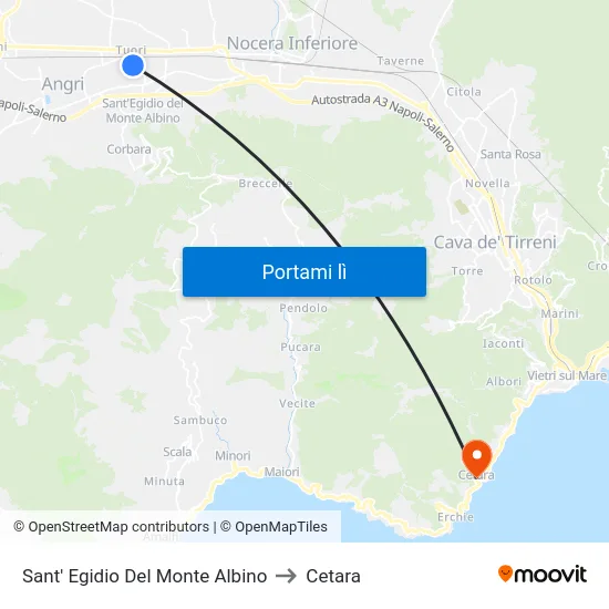 Sant' Egidio Del Monte Albino to Cetara map