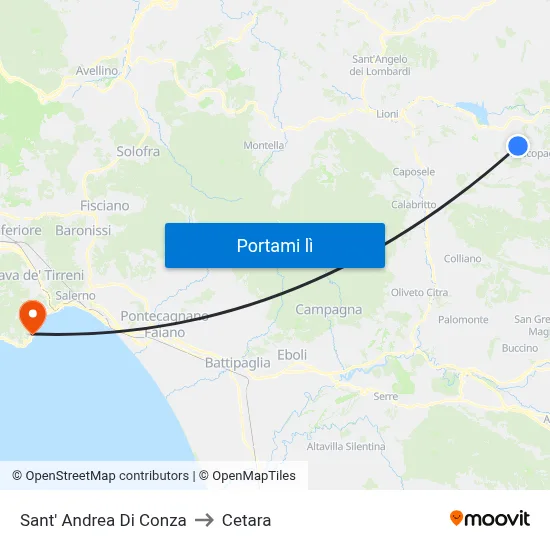 Sant' Andrea Di Conza to Cetara map
