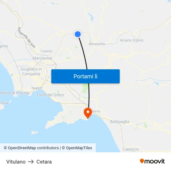 Vitulano to Cetara map