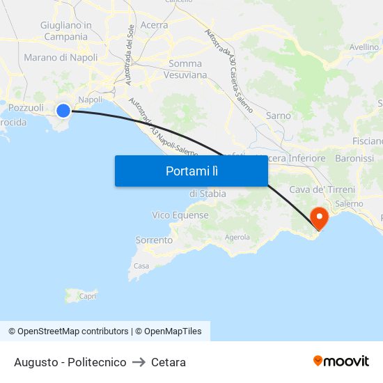 Augusto - Politecnico to Cetara map