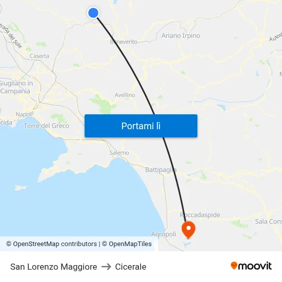 San Lorenzo Maggiore to Cicerale map