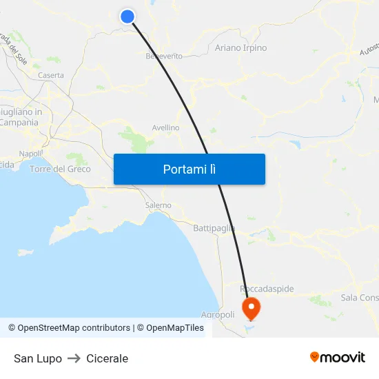 San Lupo to Cicerale map