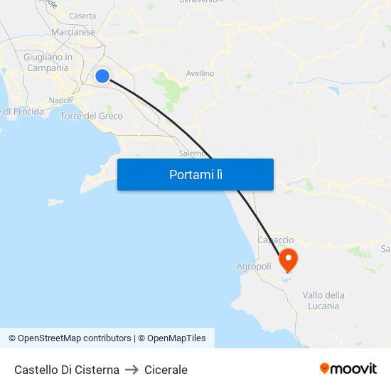 Castello Di Cisterna to Cicerale map