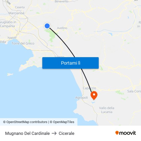 Mugnano Del Cardinale to Cicerale map