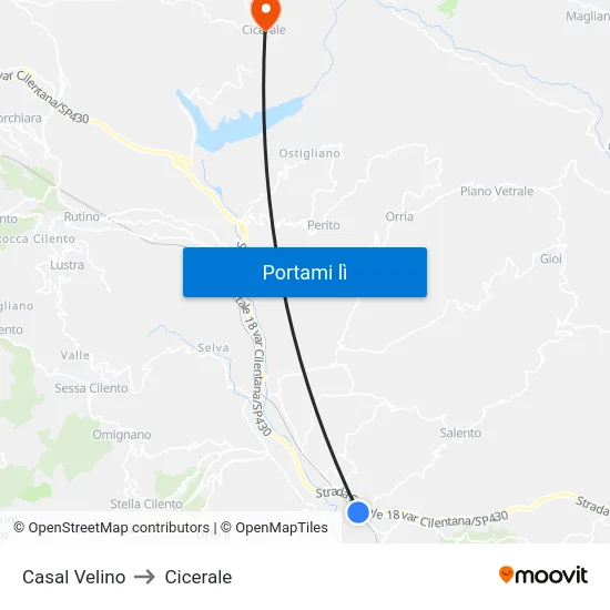 Casal Velino to Cicerale map