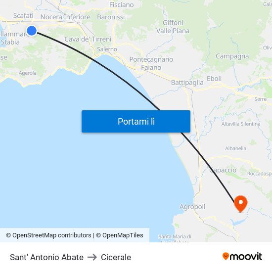 Sant' Antonio Abate to Cicerale map