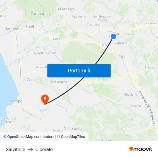 Salvitelle to Cicerale map
