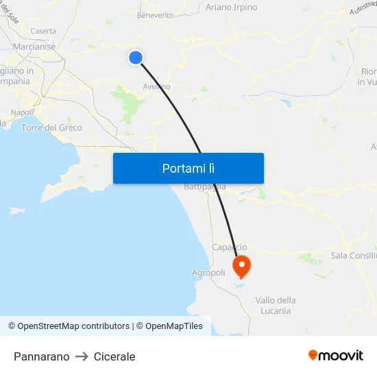 Pannarano to Cicerale map