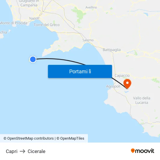 Capri to Cicerale map