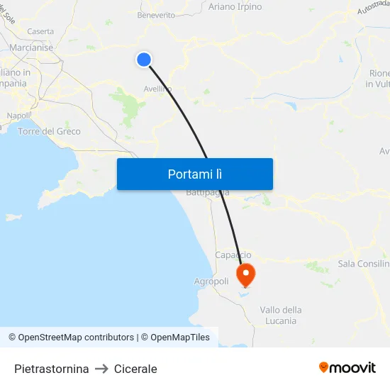 Pietrastornina to Cicerale map