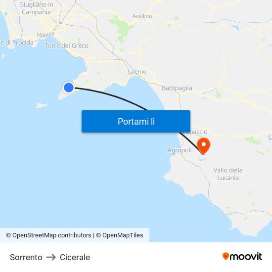 Sorrento to Cicerale map