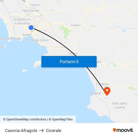 Casoria-Afragola to Cicerale map