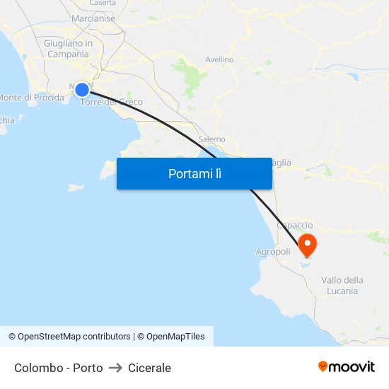 Colombo - Porto to Cicerale map