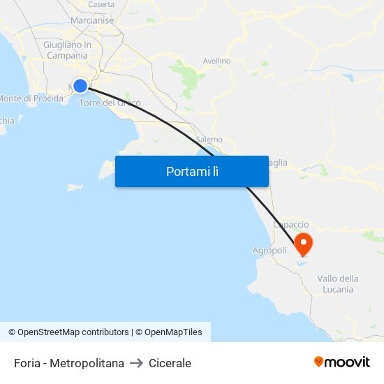 Foria - Metropolitana to Cicerale map