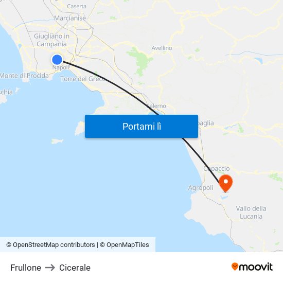 Frullone to Cicerale map