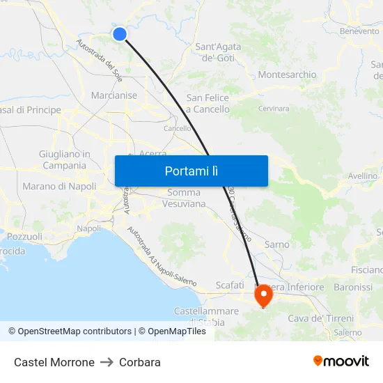 Castel Morrone to Corbara map