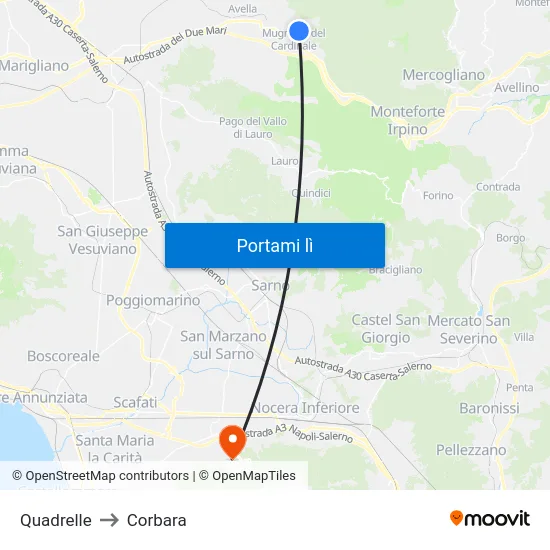 Quadrelle to Corbara map