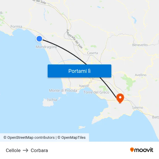 Cellole to Corbara map