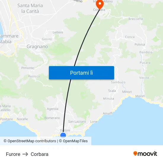 Furore to Corbara map