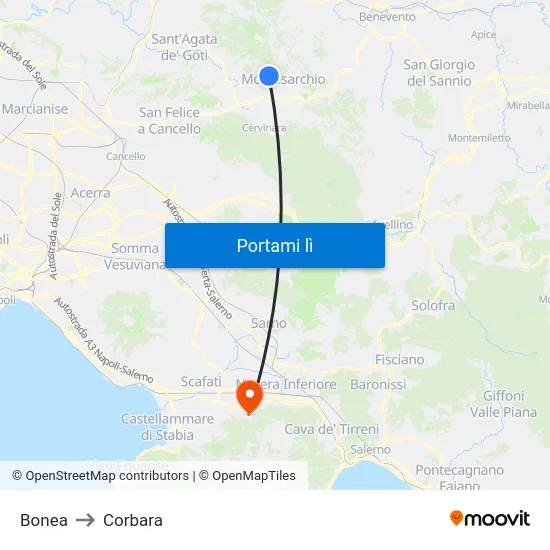 Bonea to Corbara map