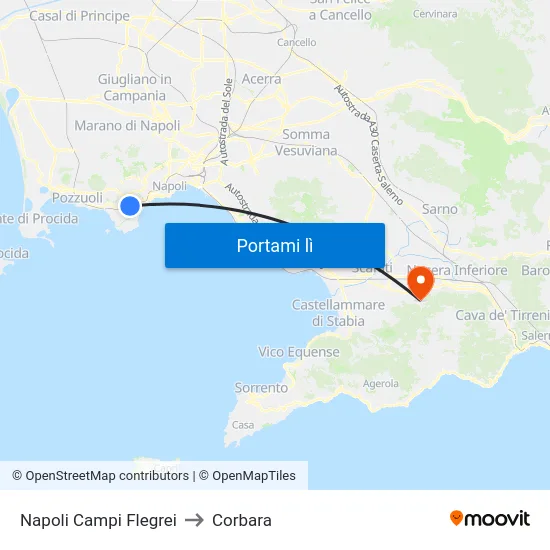 Napoli Campi Flegrei to Corbara map