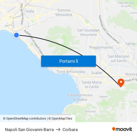 Napoli San Giovanni-Barra to Corbara map