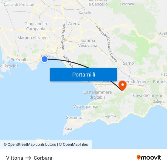 Vittoria to Corbara map