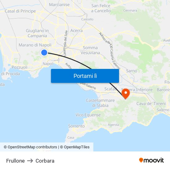 Frullone to Corbara map
