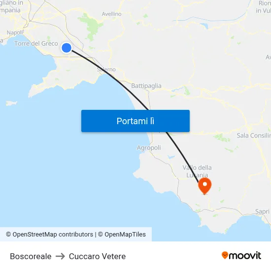 Boscoreale to Cuccaro Vetere map