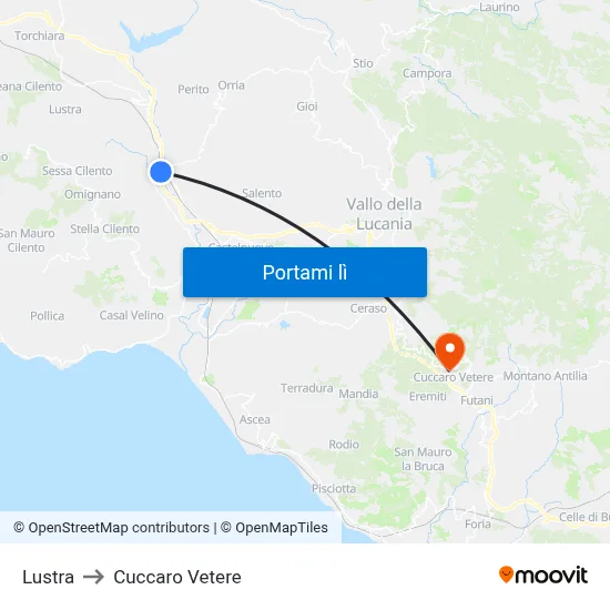 Lustra to Cuccaro Vetere map