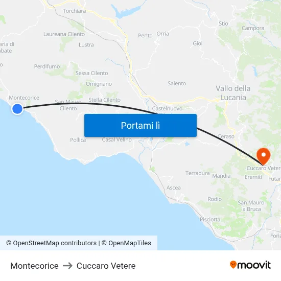 Montecorice to Cuccaro Vetere map