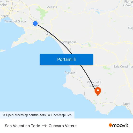 San Valentino Torio to Cuccaro Vetere map