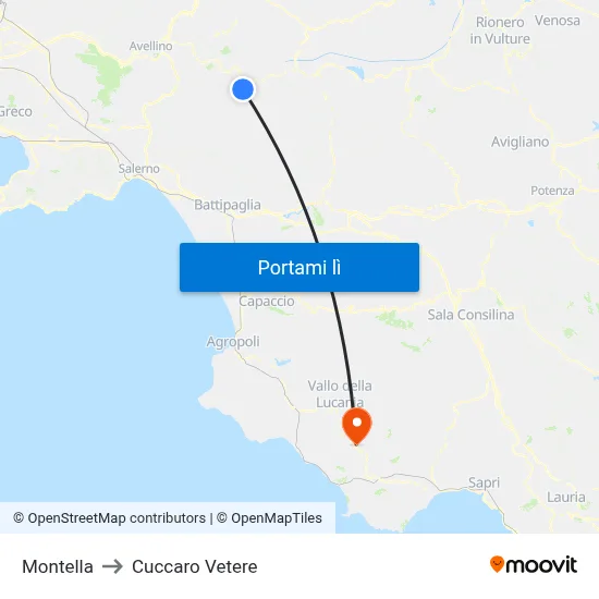 Montella to Cuccaro Vetere map