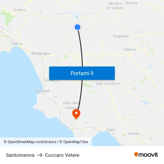 Santomenna to Cuccaro Vetere map